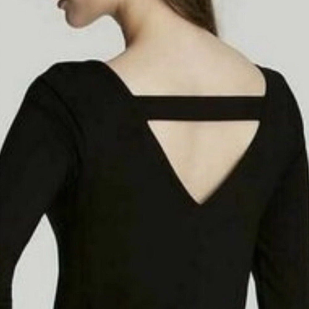 Eileen Fisher Shift Dress Black Ballet Neck Cut-Out Back Classic LBD  Si… - Picture 9 of 16